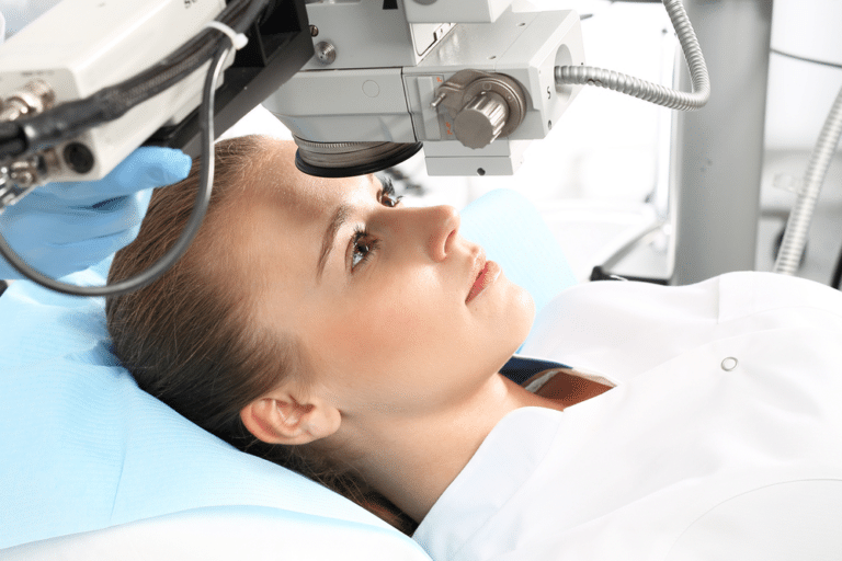 Woman getting the refractive lens exchange procedure